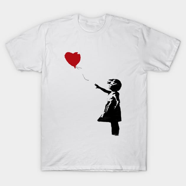 BANKSY Red Heart Balloon Girl T-Shirt by inkstyl